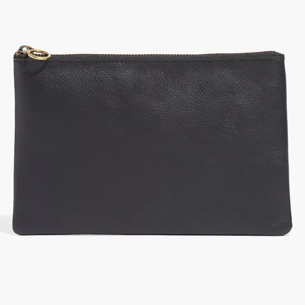 {Madewell} The Leather Pouch Clutch True Black NWT